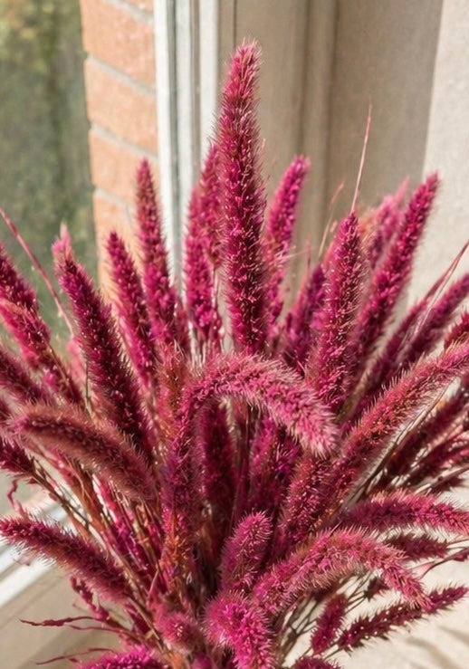 Stijlvolle metalen vaas met roze pluimen | Madrid