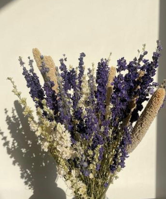 Stijlvolle Delft blauwe porseleinen Vaas met droogbloemen | Londen