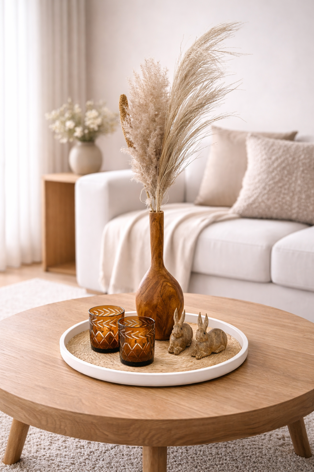 Sfeerplateau / decoratie Tray met Vaas en Droogbloemen | Claridge's