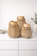 Sfeervolle set natuurlijke rieten lantaarns (set van 3) | Allure
